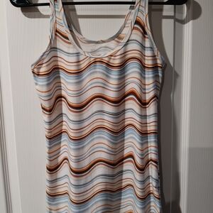 No Boundaries Wavy Striped Tank Top - Blue, Orange, Brown